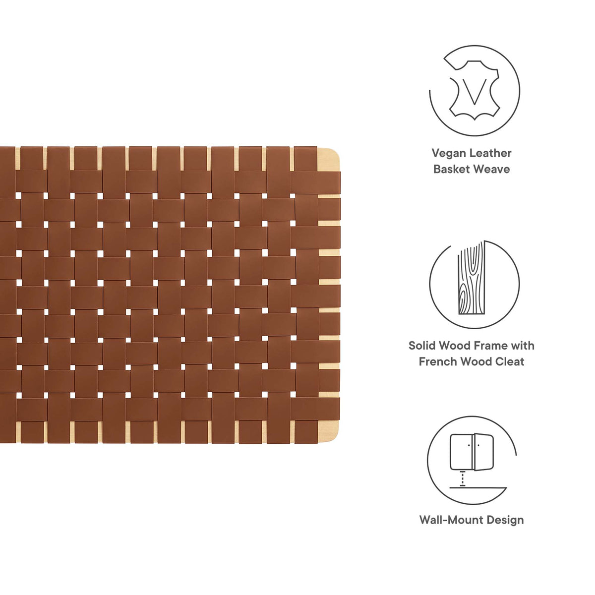 Sparta Weave Wall-Mount Vegan Leather Twin Headboard by Modway