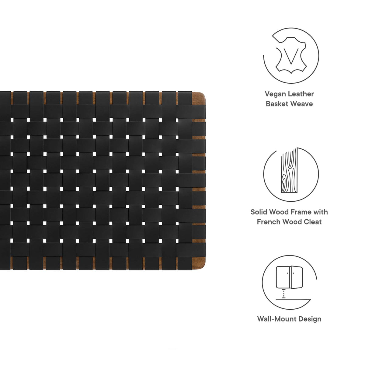 Sparta Weave Wall-Mount Vegan Leather Twin Headboard by Modway