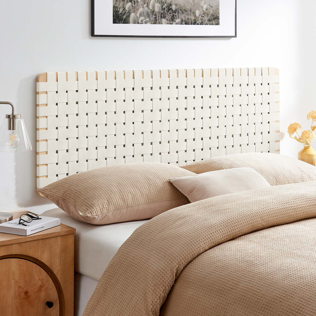 Sparta Weave Wall-Mount Vegan Leather Queen Headboard by Modway