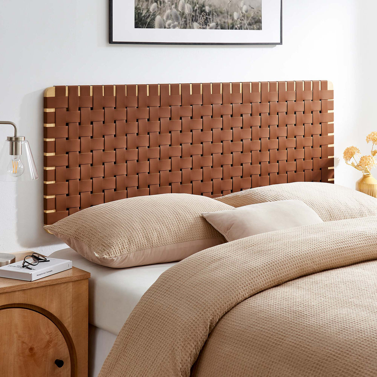 Sparta Weave Wall-Mount Vegan Leather Queen Headboard by Modway
