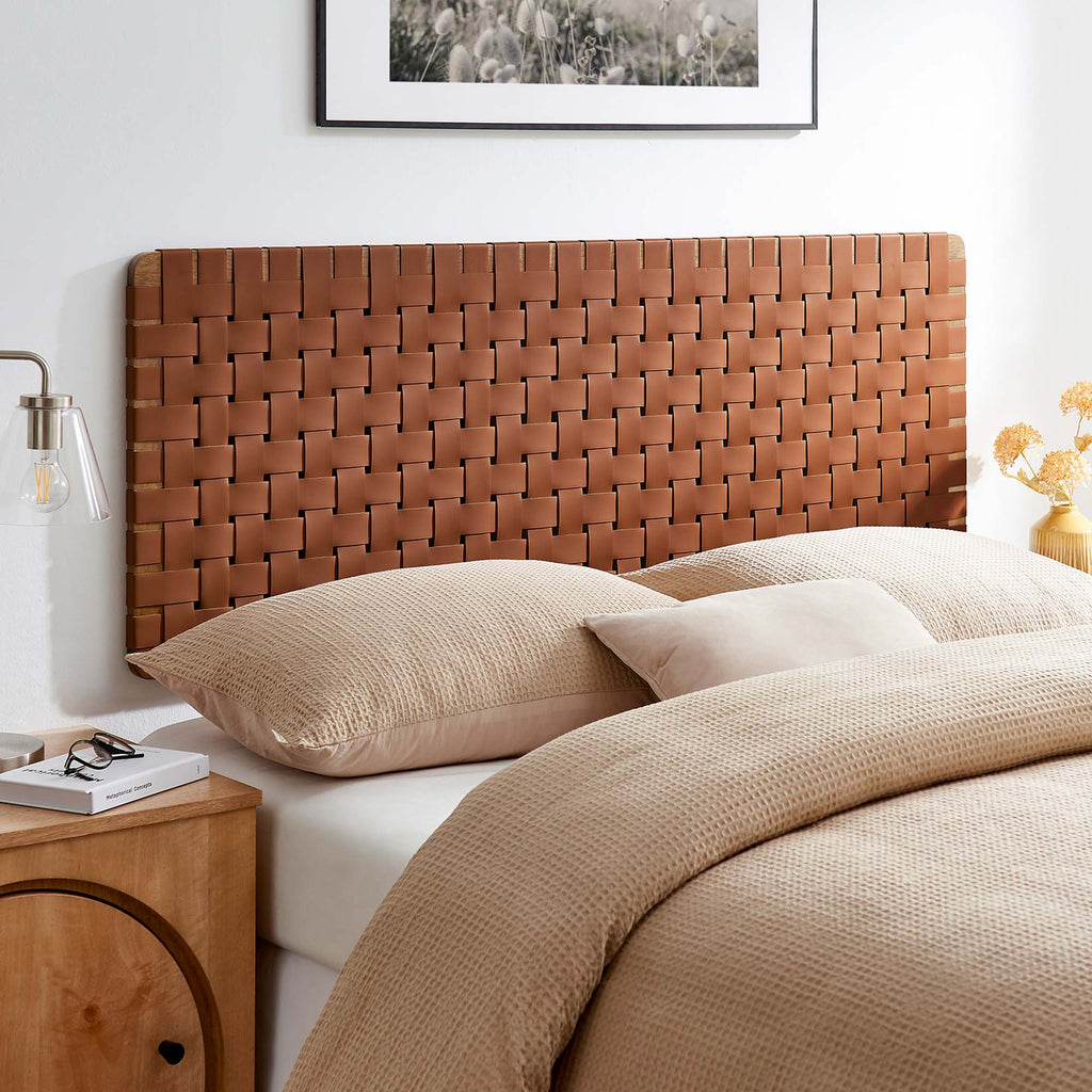 Sparta Weave Wall-Mount Vegan Leather Queen Headboard by Modway
