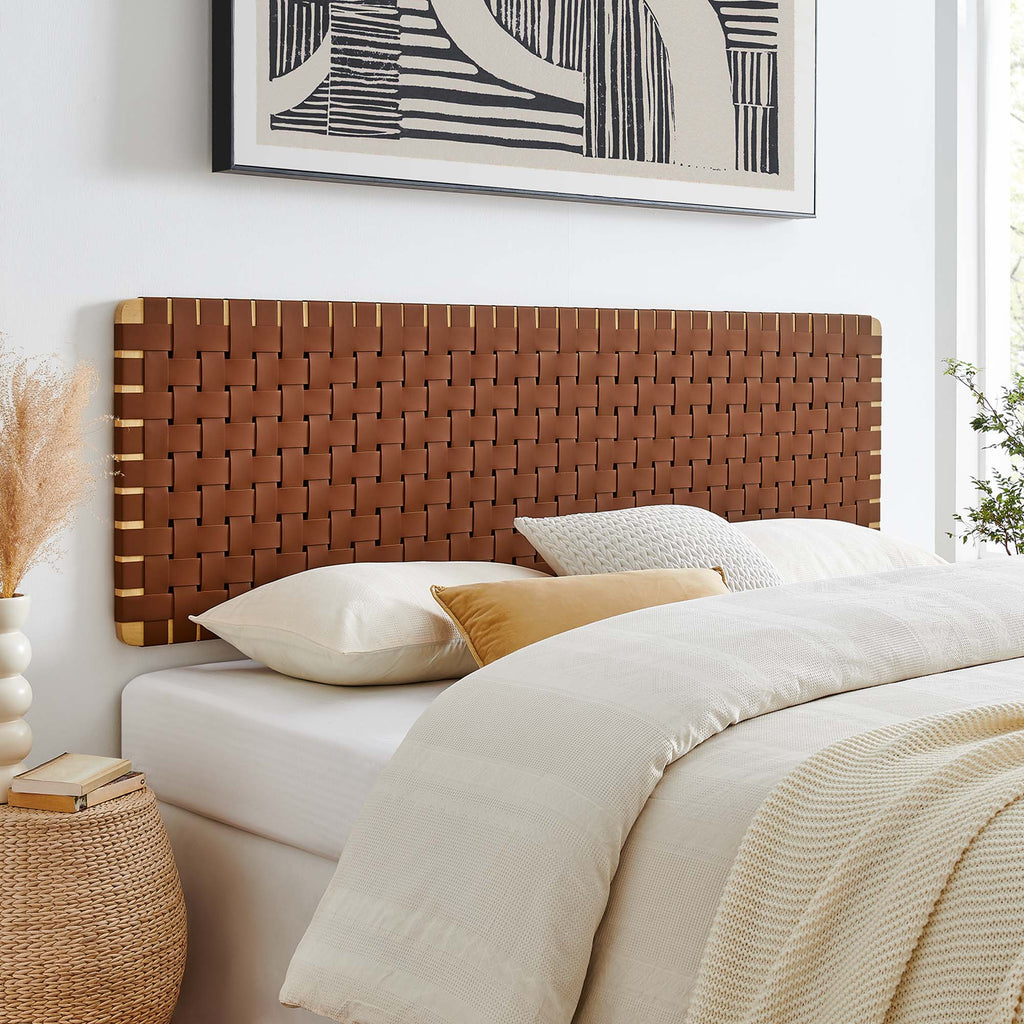 Sparta Weave Wall-Mount Vegan Leather King Headboard by Modway
