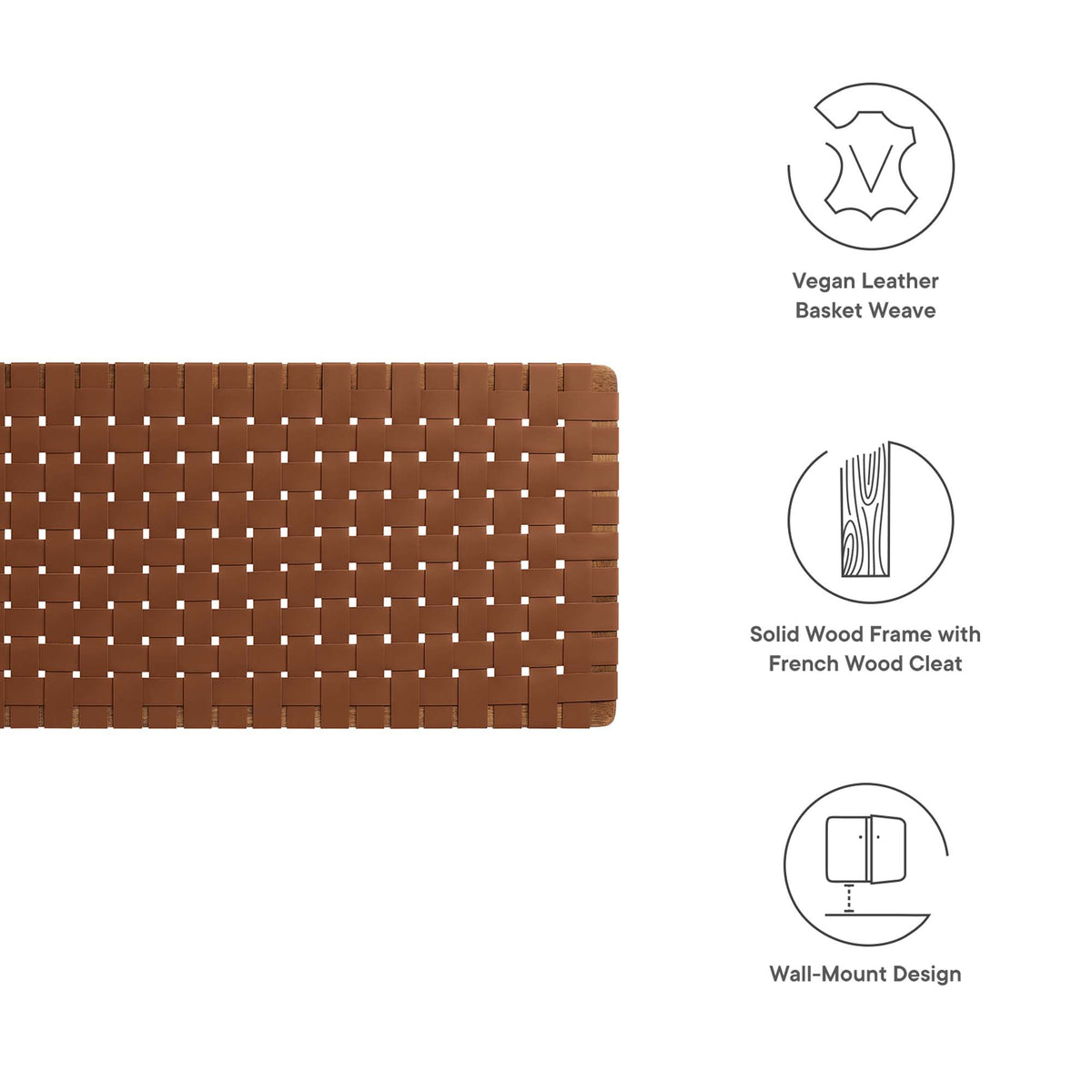 Sparta Weave Wall-Mount Vegan Leather King Headboard by Modway