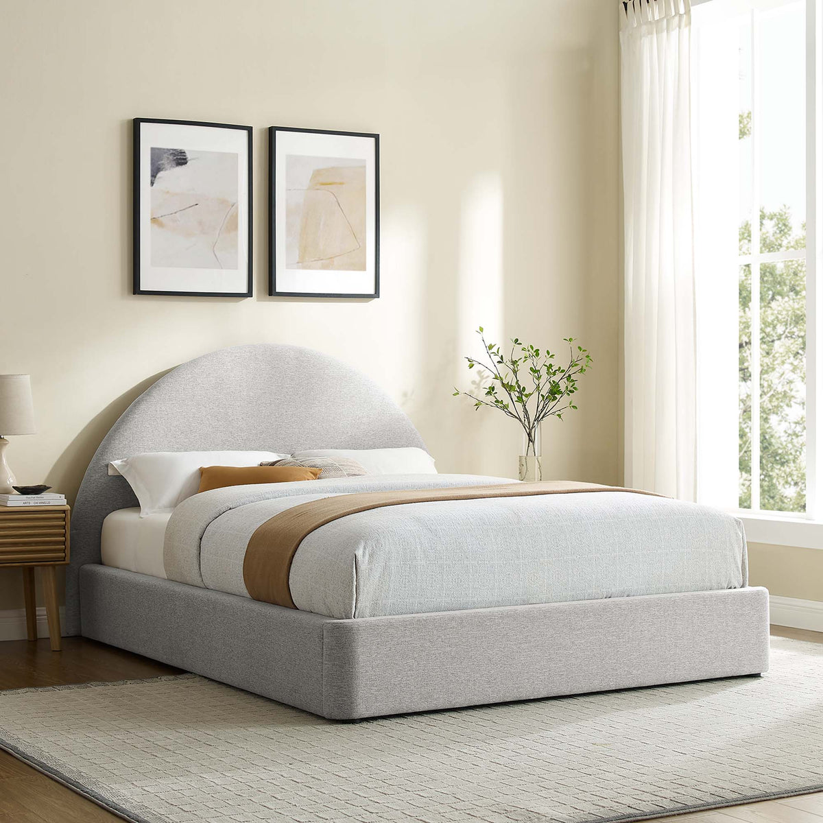 Resort Upholstered Fabric Arched Round Queen Platform Bed by Modway