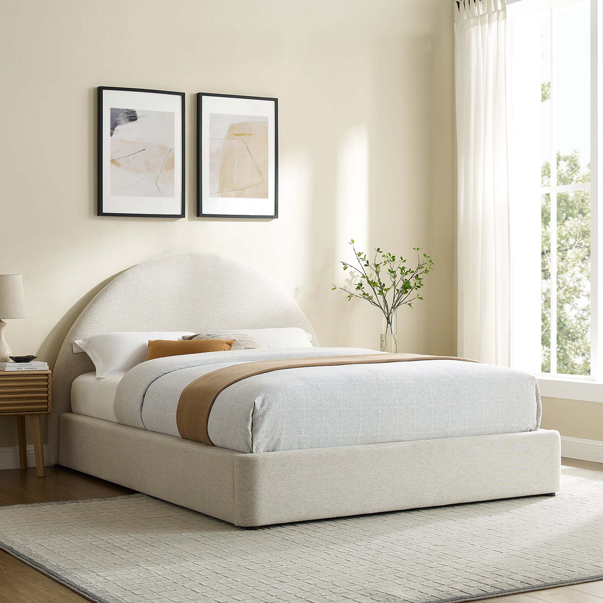Resort Upholstered Fabric Arched Round King Platform Bed by Modway