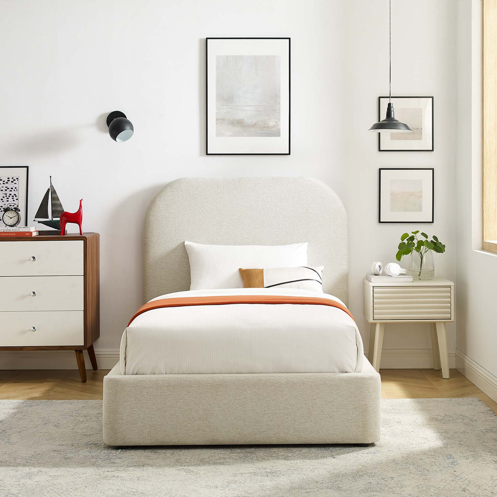 Keynote Upholstered Fabric Curved Twin Platform Bed by Modway