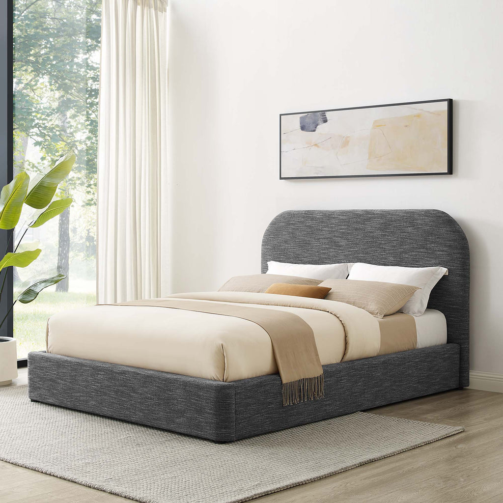 Keynote Upholstered Fabric Curved King Platform Bed by Modway