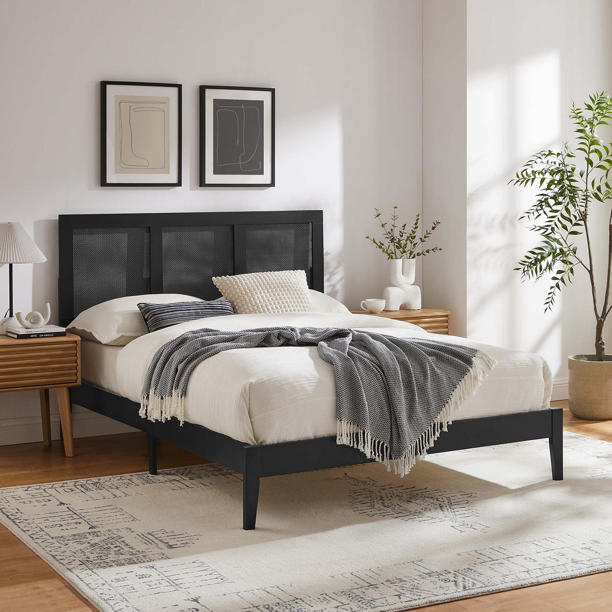 Sirocco Rattan and Wood Full Platform Bed by Modway