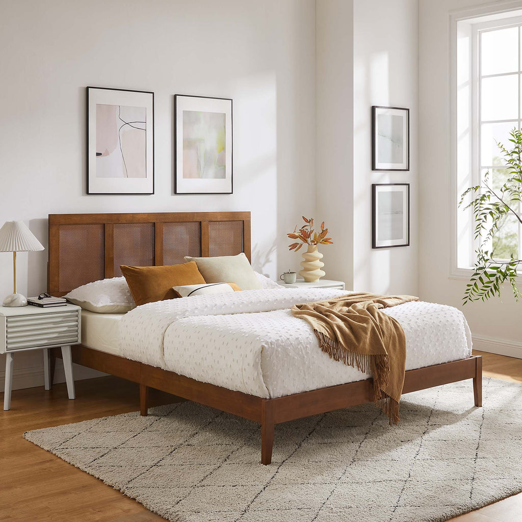 Sirocco Rattan and Wood King Platform Bed by Modway
