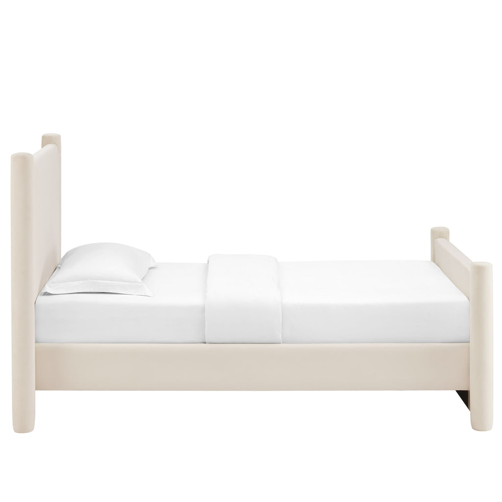 Rael Rounded Post Performance Velvet Twin Platform Bed by Modway