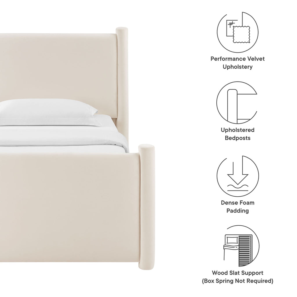 Rael Rounded Post Performance Velvet Twin Platform Bed by Modway