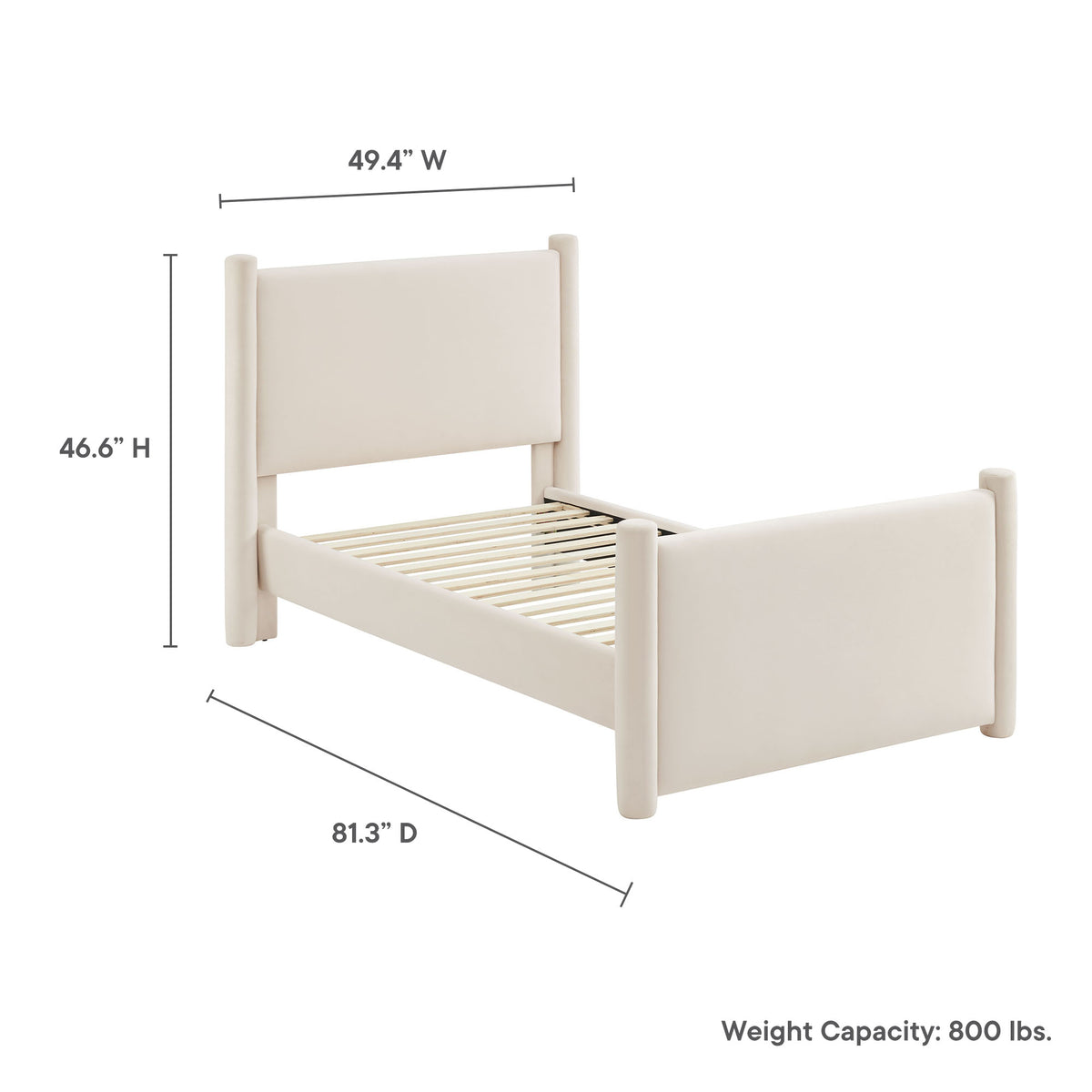 Rael Rounded Post Performance Velvet Twin Platform Bed by Modway