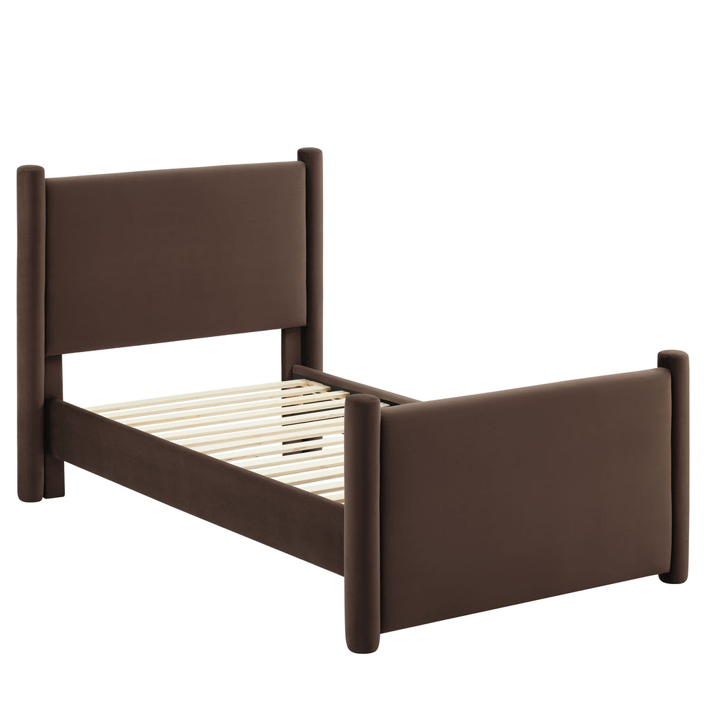 Rael Rounded Post Performance Velvet Twin Platform Bed by Modway