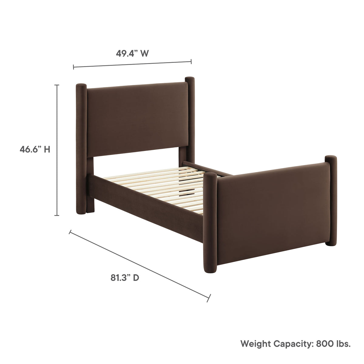 Rael Rounded Post Performance Velvet Twin Platform Bed by Modway