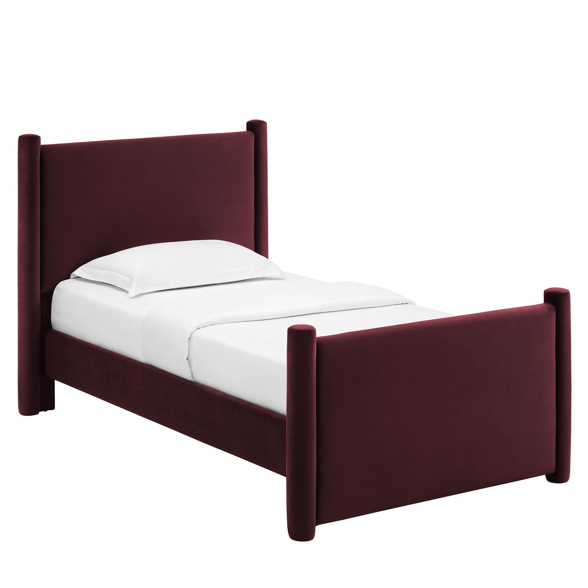 Rael Rounded Post Performance Velvet Twin Platform Bed by Modway