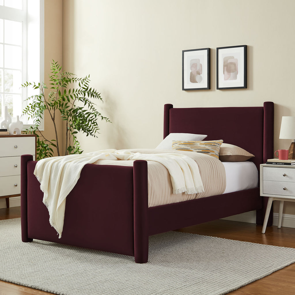 Rael Rounded Post Performance Velvet Twin Platform Bed by Modway