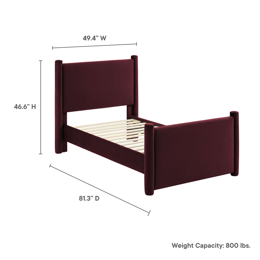 Rael Rounded Post Performance Velvet Twin Platform Bed by Modway