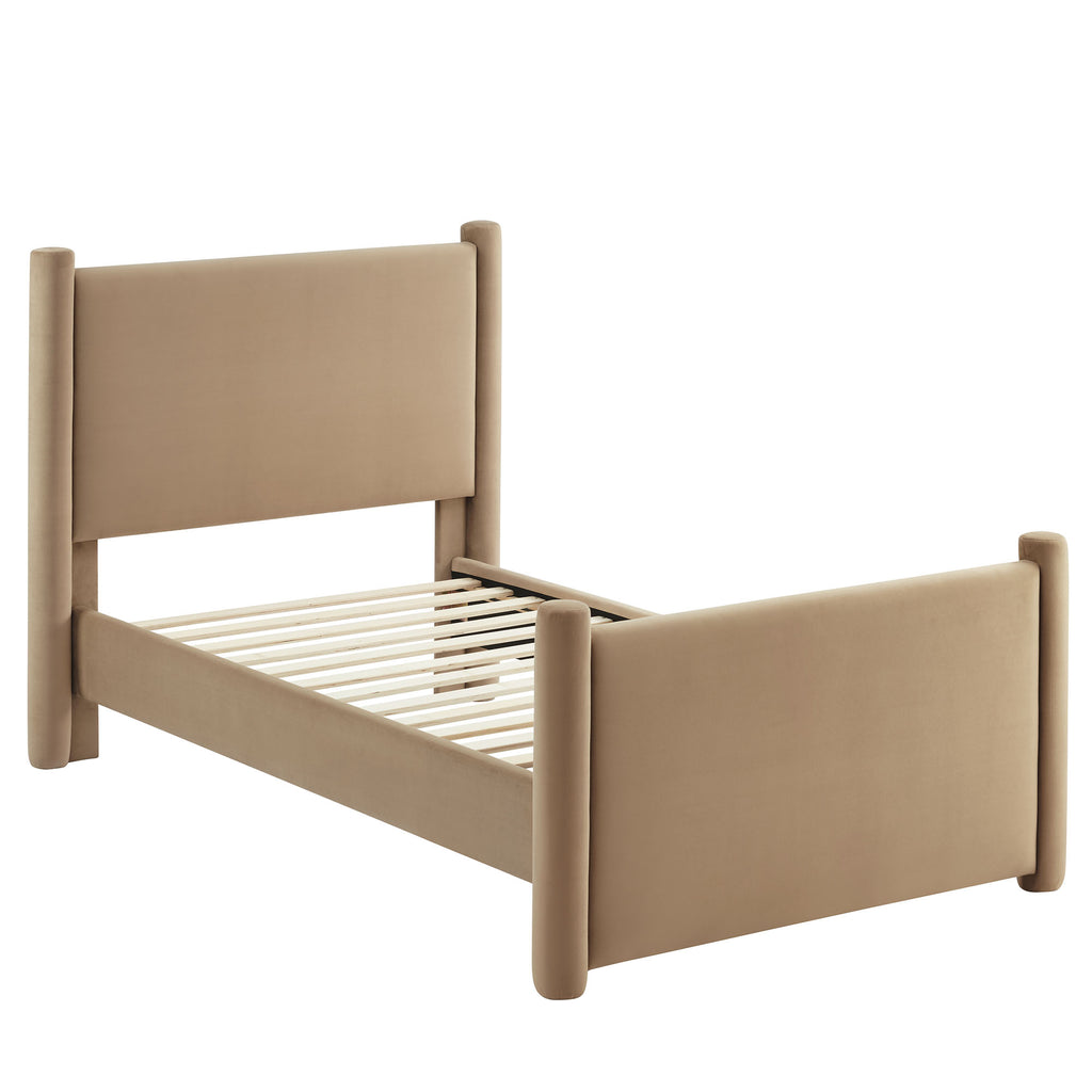 Rael Rounded Post Performance Velvet Twin Platform Bed by Modway