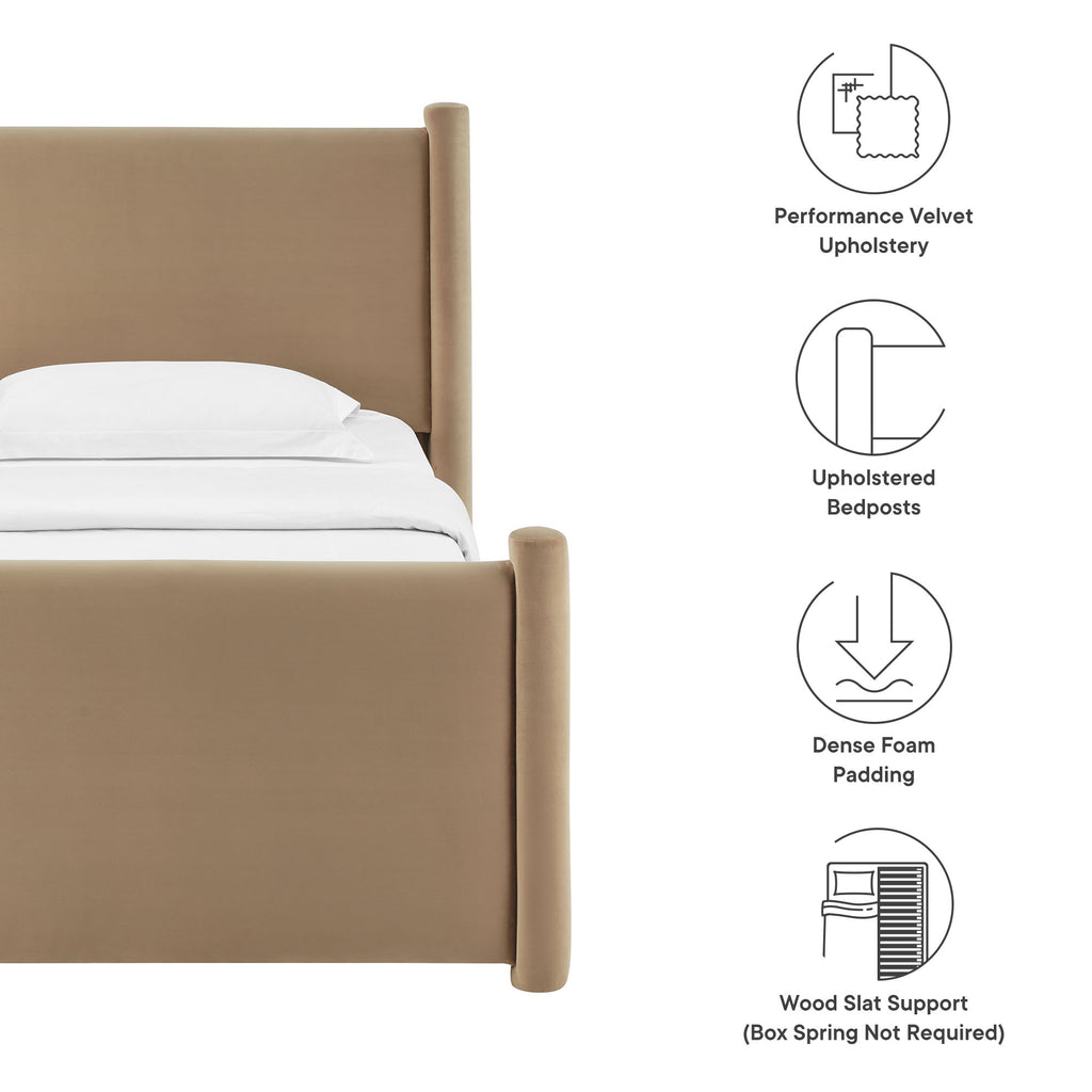 Rael Rounded Post Performance Velvet Twin Platform Bed by Modway