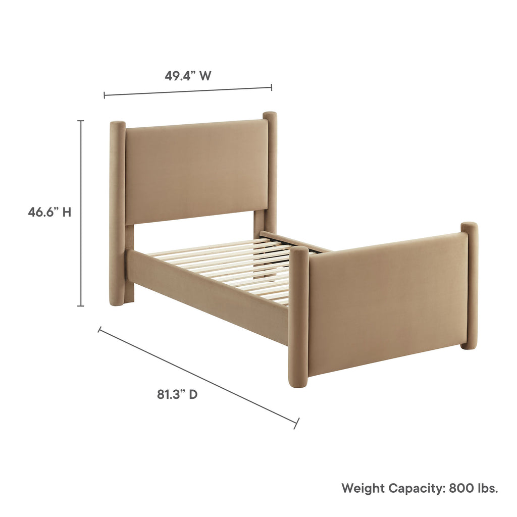 Rael Rounded Post Performance Velvet Twin Platform Bed by Modway