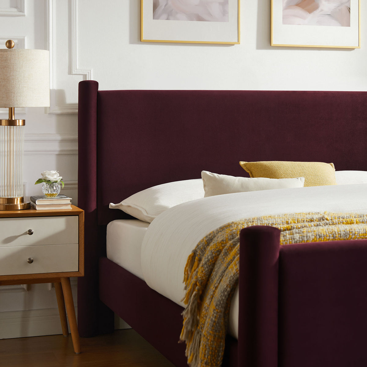 Rael Rounded Post Performance Velvet Full Platform Bed by Modway