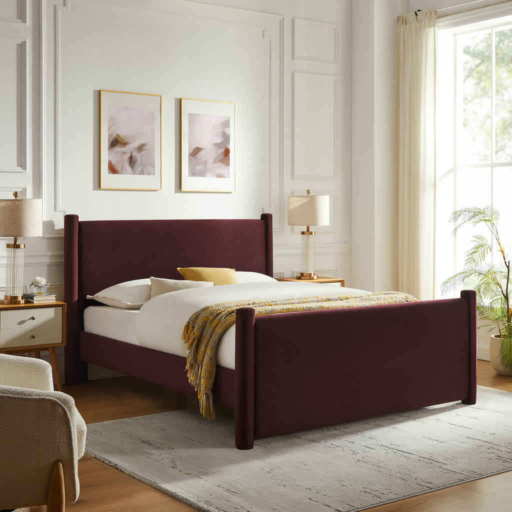 Rael Rounded Post Performance Velvet Full Platform Bed by Modway