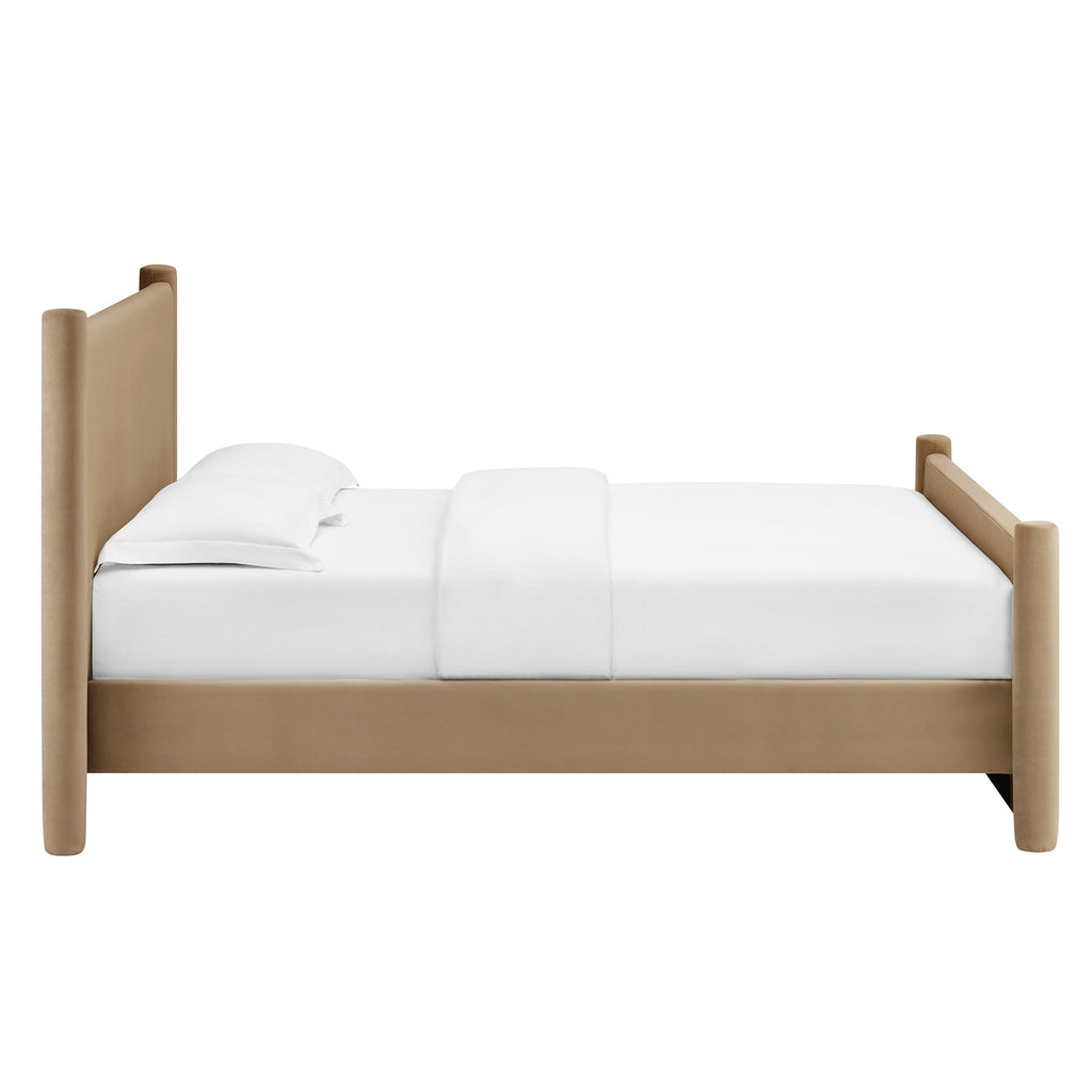 Rael Rounded Post Performance Velvet Full Platform Bed by Modway