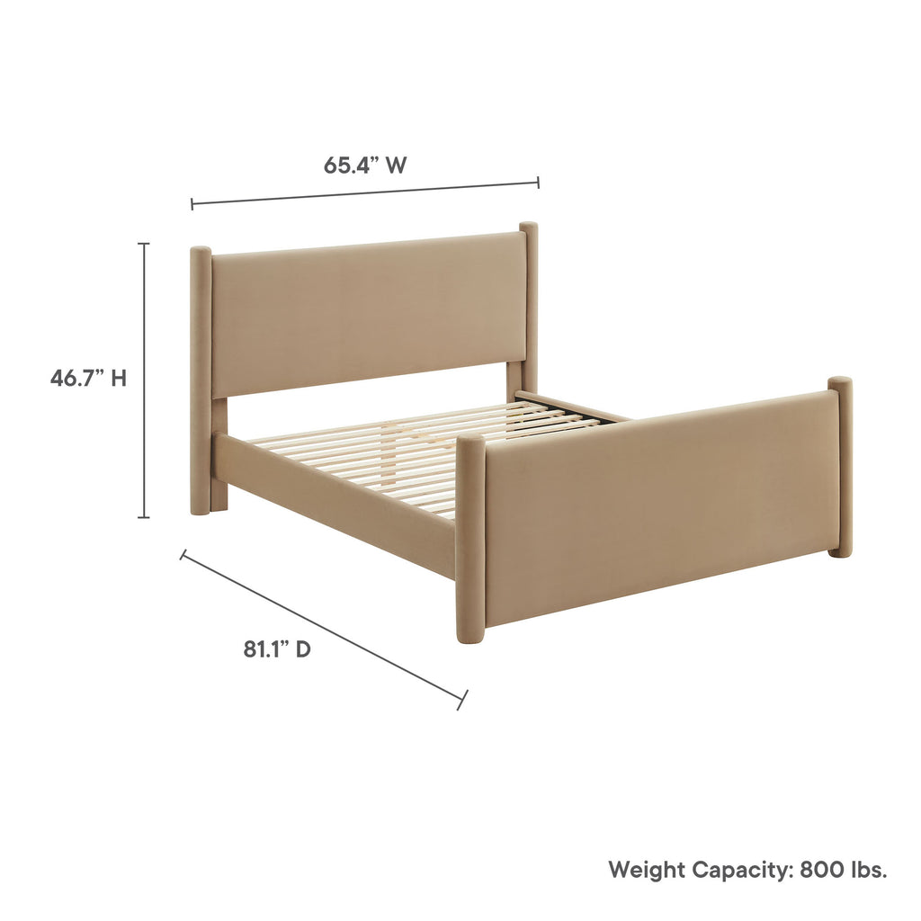 Rael Rounded Post Performance Velvet Full Platform Bed by Modway