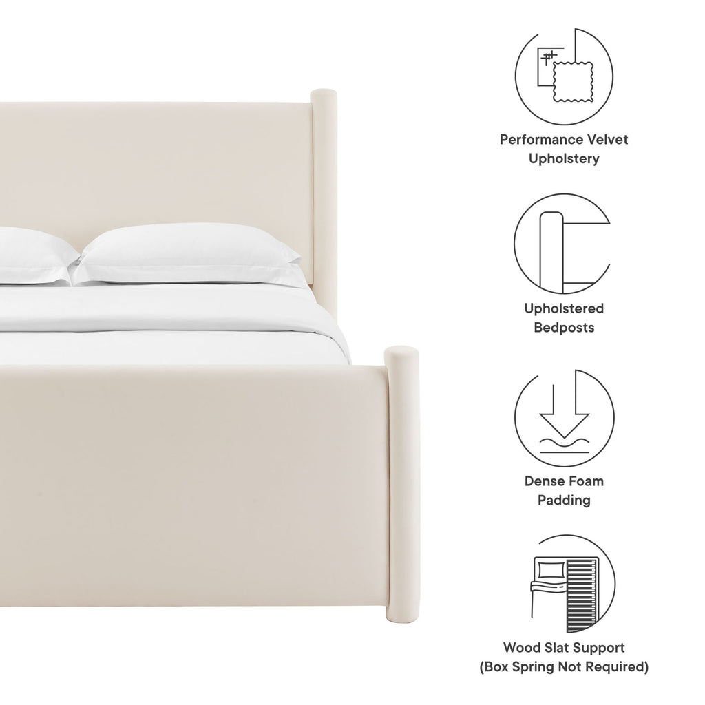 Rael Rounded Post Performance Velvet Queen Platform Bed by Modway