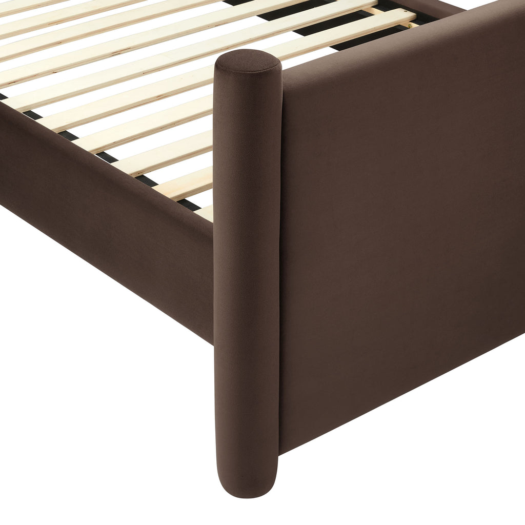 Rael Rounded Post Performance Velvet Queen Platform Bed by Modway