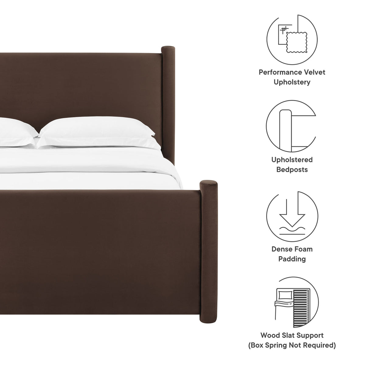 Rael Rounded Post Performance Velvet Queen Platform Bed by Modway