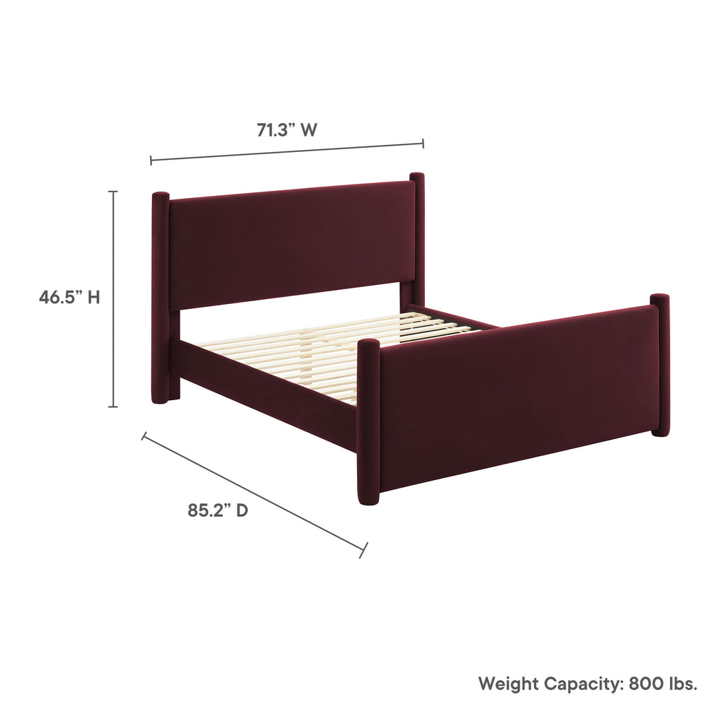 Rael Rounded Post Performance Velvet Queen Platform Bed by Modway