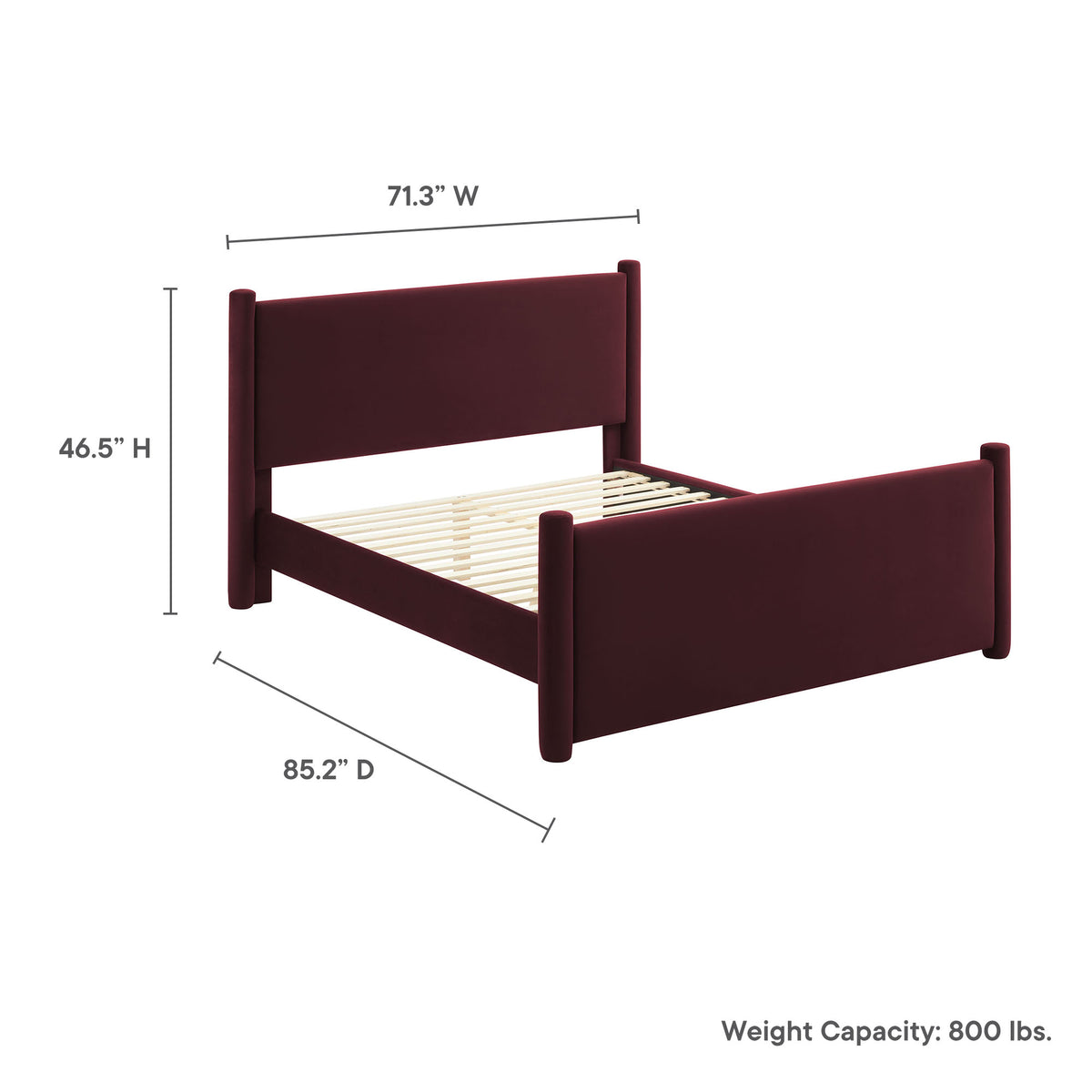 Rael Rounded Post Performance Velvet Queen Platform Bed by Modway