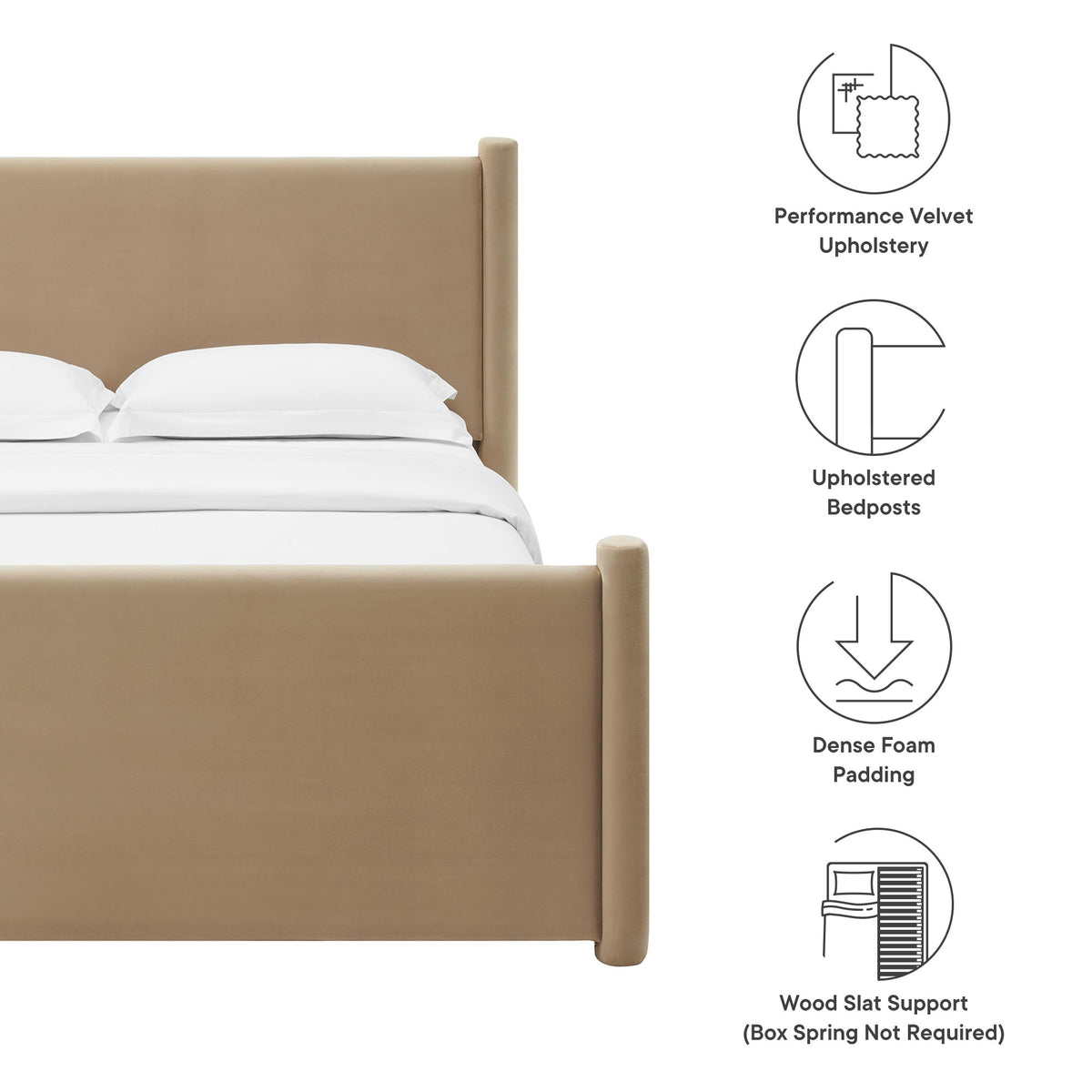 Rael Rounded Post Performance Velvet Queen Platform Bed by Modway
