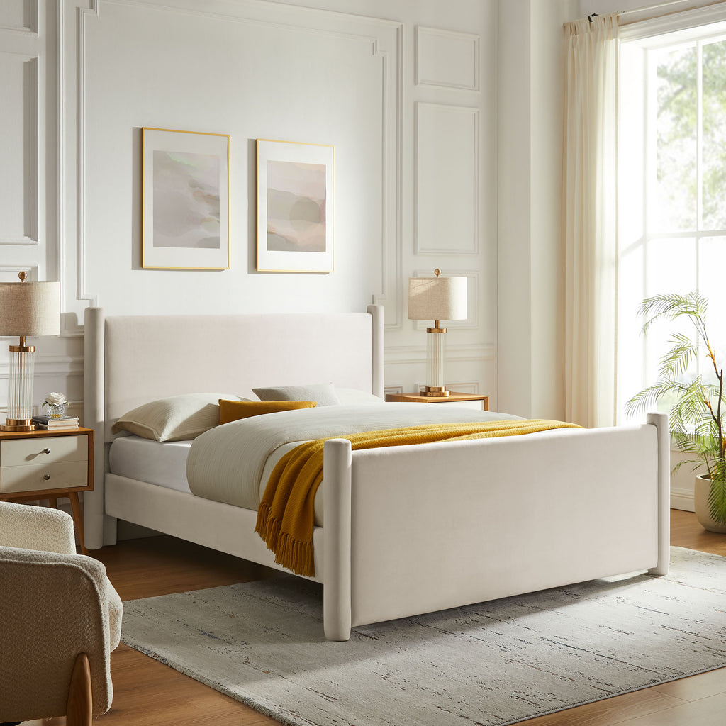 Rael Rounded Post Performance Velvet King Platform Bed by Modway