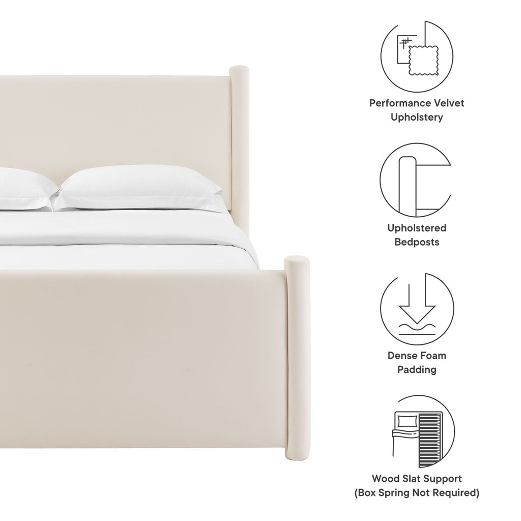 Rael Rounded Post Performance Velvet King Platform Bed by Modway