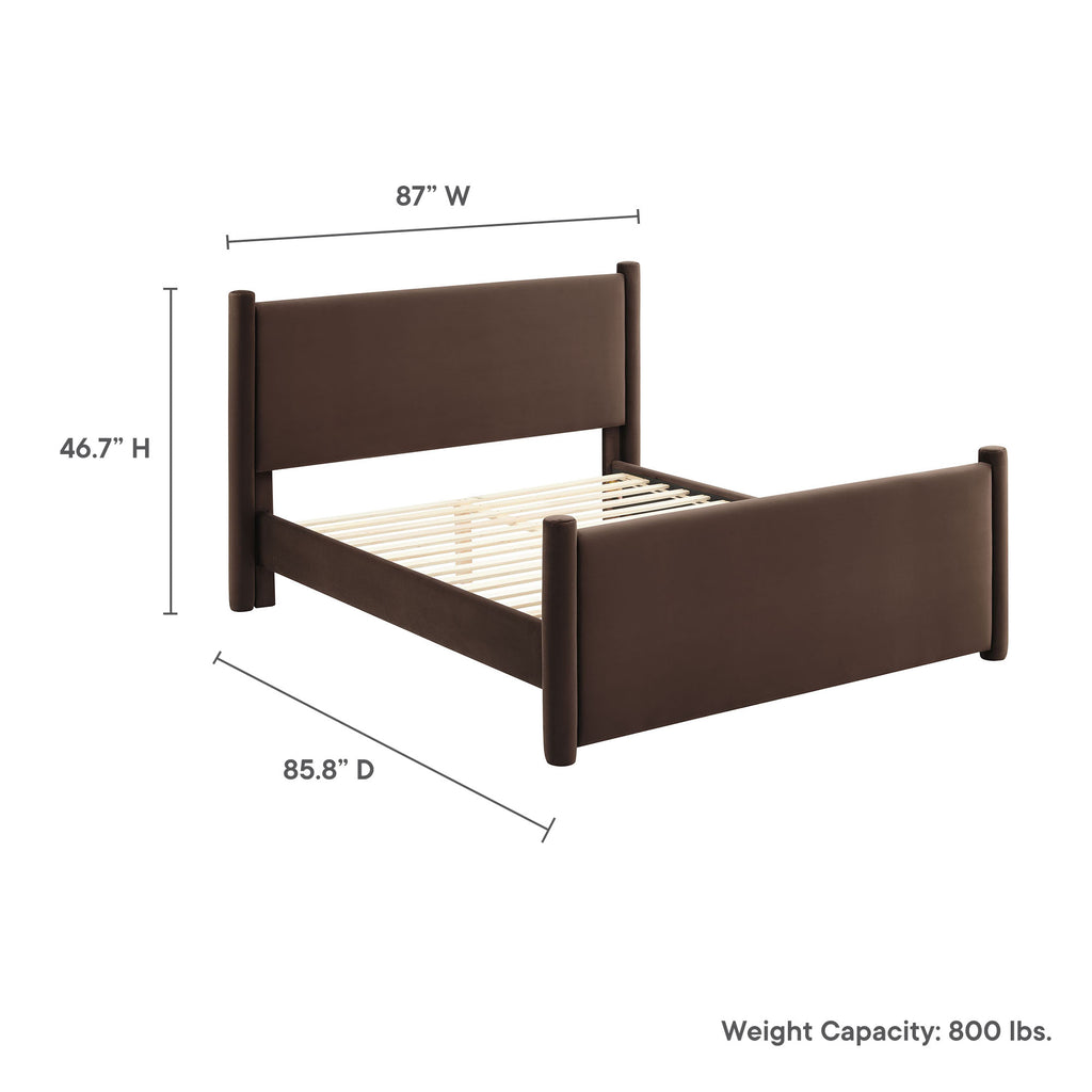 Rael Rounded Post Performance Velvet King Platform Bed by Modway