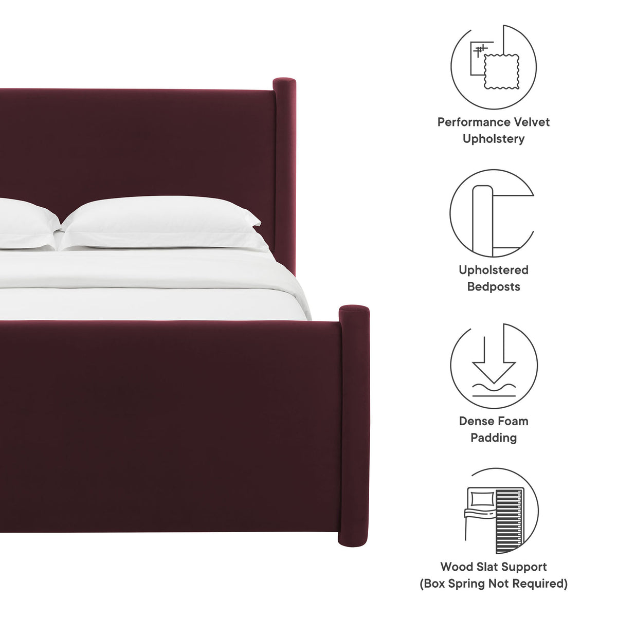 Rael Rounded Post Performance Velvet King Platform Bed by Modway
