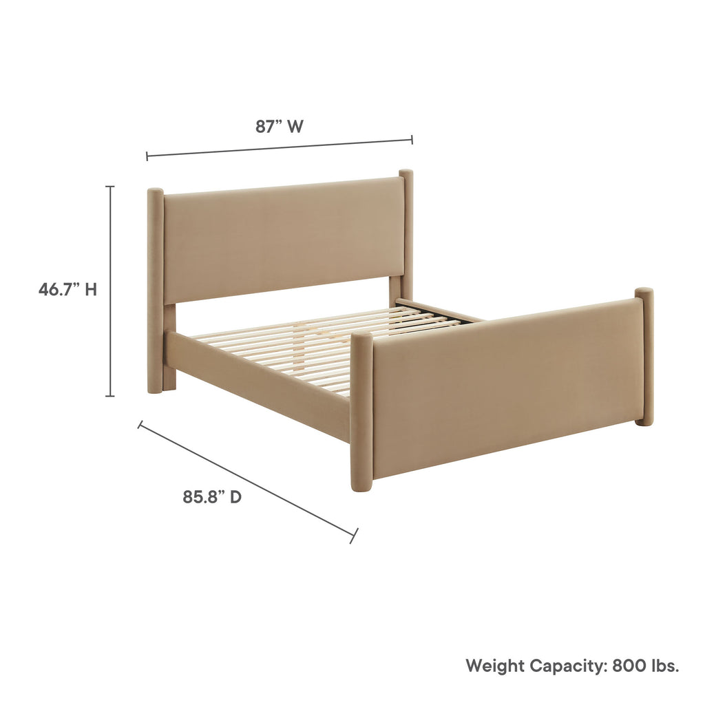 Rael Rounded Post Performance Velvet King Platform Bed by Modway