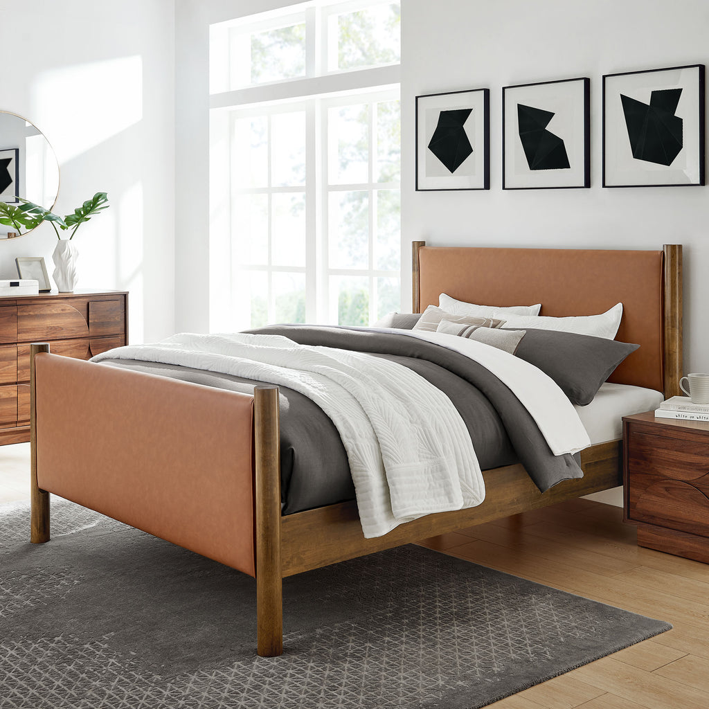Maven King Size Vegan Leather Upholstered Platform Bed by Modway