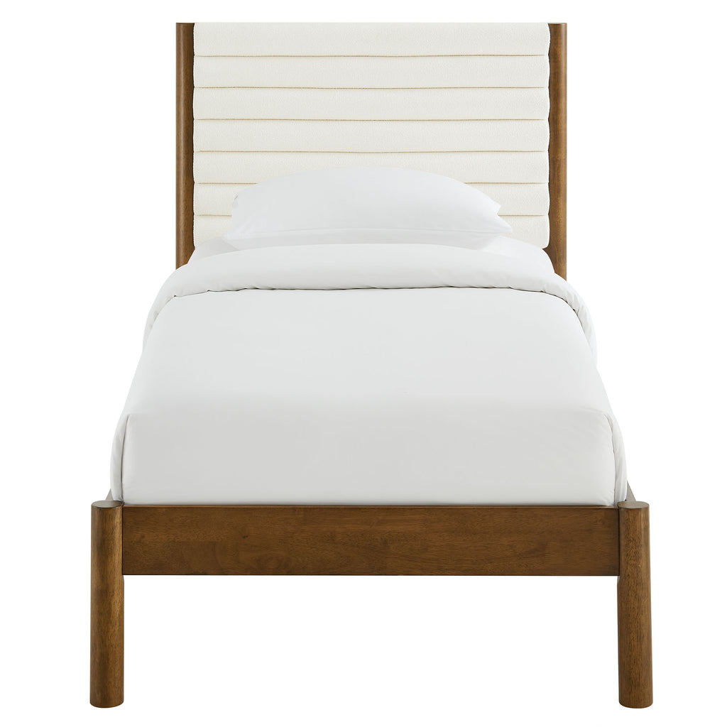 Olea Channel Tufted Boucle Solid Wood Twin Platform Bed by Modway