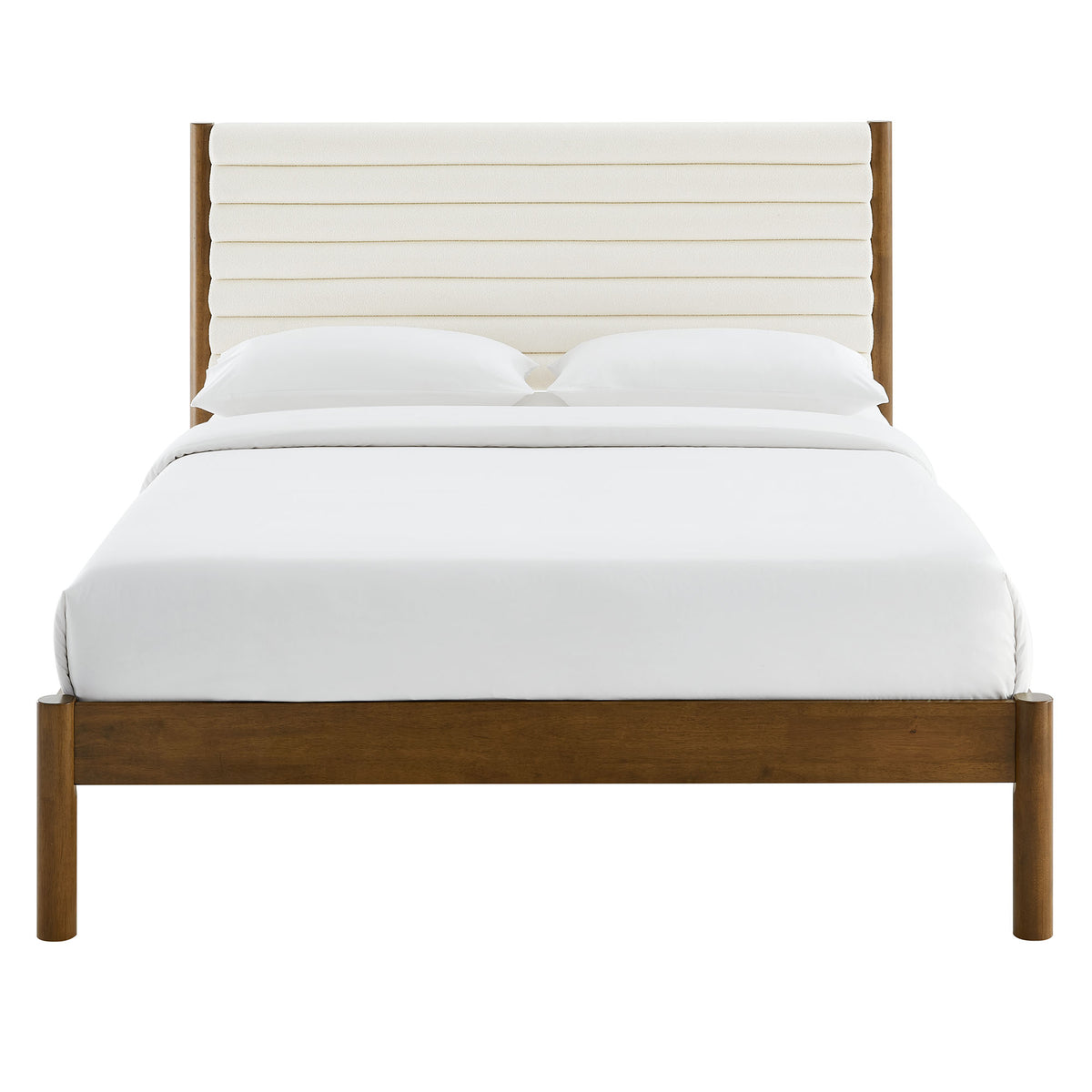Olea Channel Tufted Boucle Solid Wood King Platform Bed by Modway