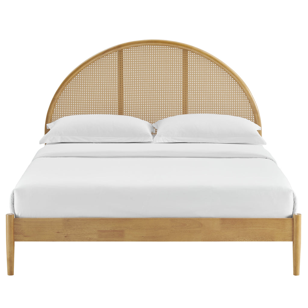 Odette Queen Arched Rattan Cane Platform Bed by Modway