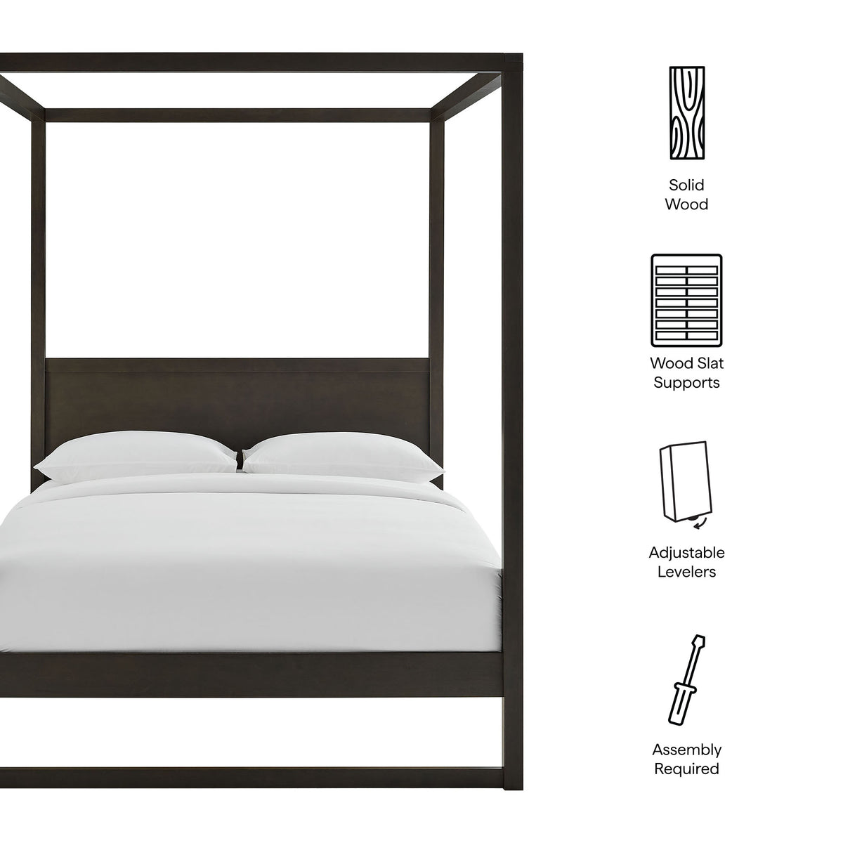 Alva Queen Wood Canopy Platform Bed by Modway