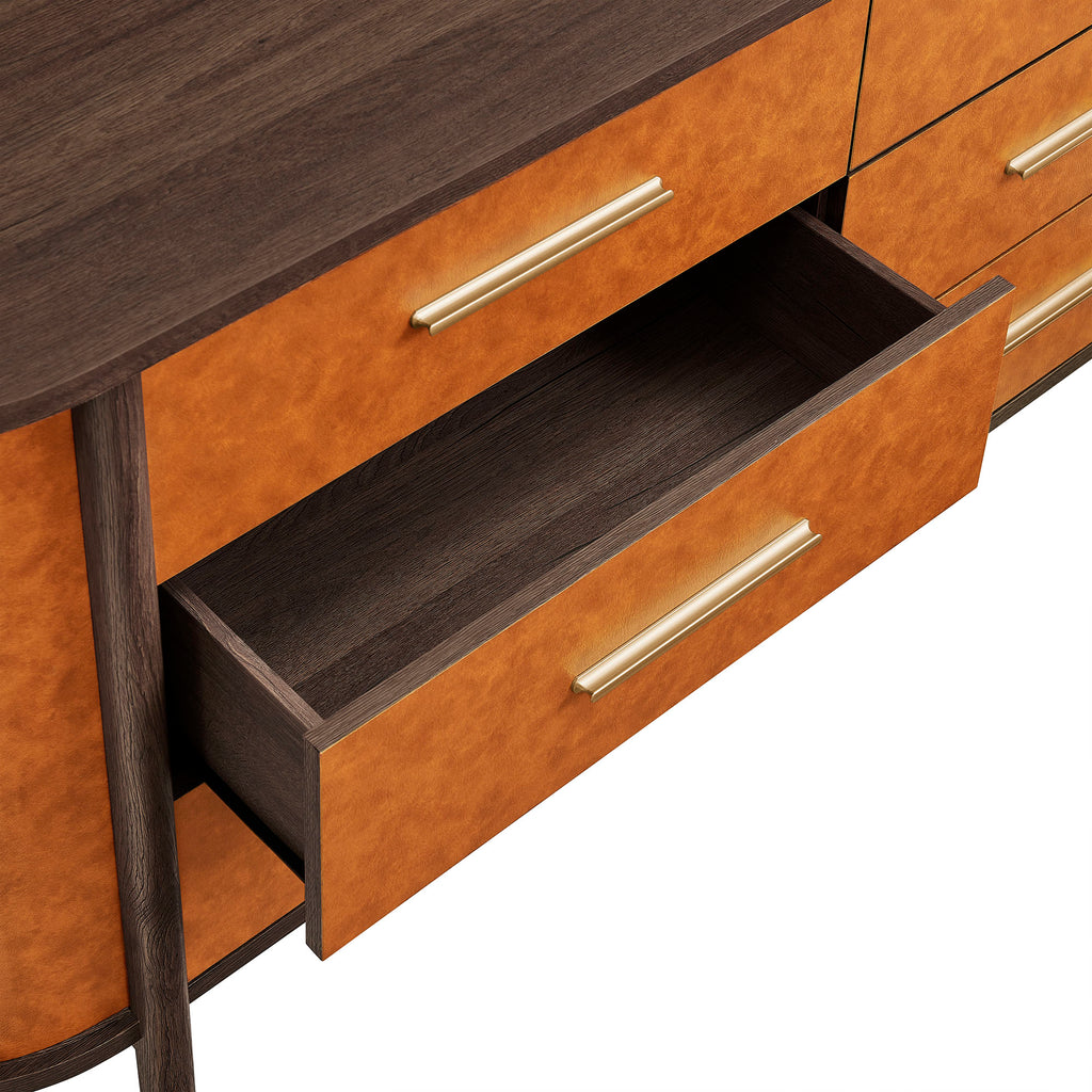 Coralie Curved 6-Drawer Vegan Leather Oval Dresser by Modway
