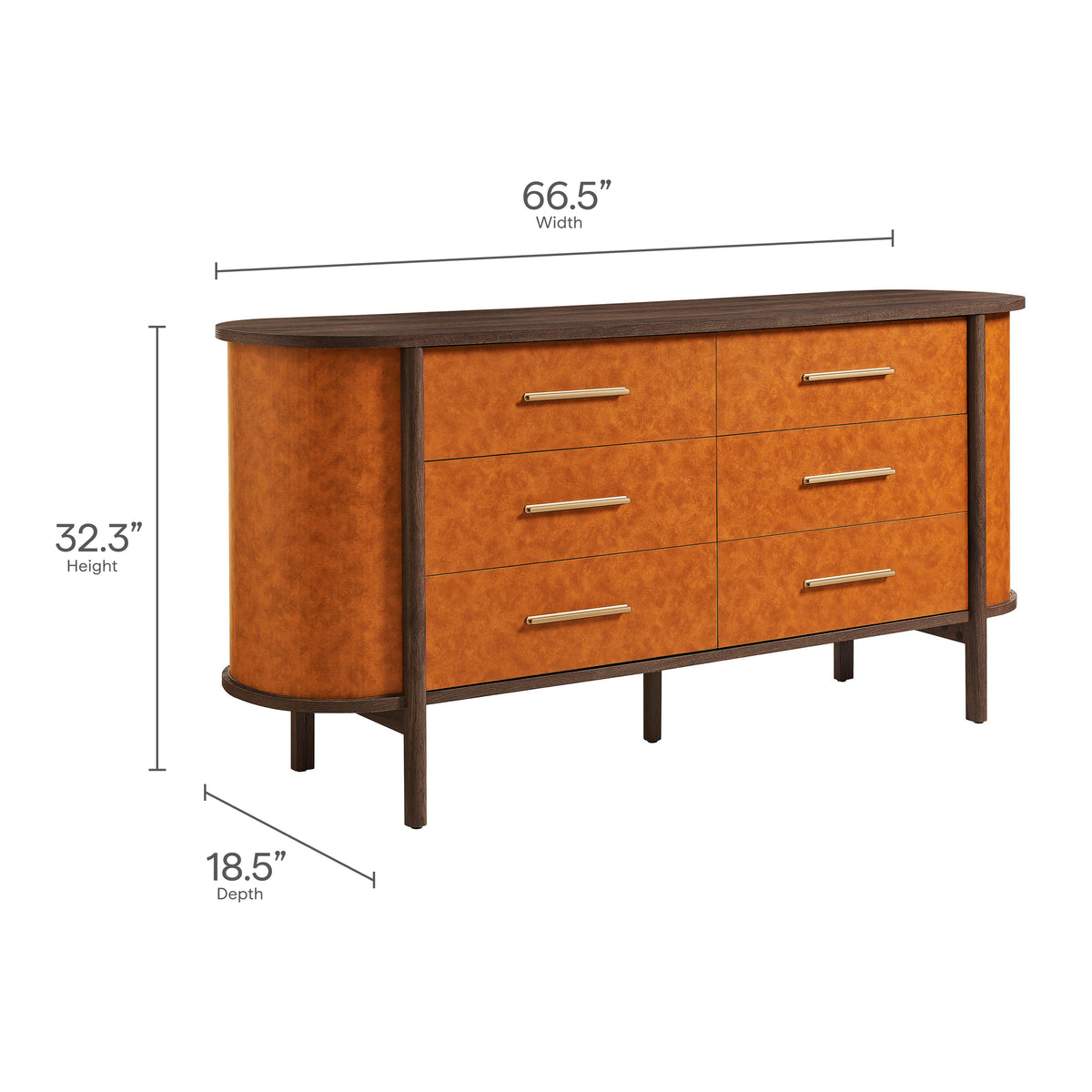 Coralie Curved 6-Drawer Vegan Leather Oval Dresser by Modway