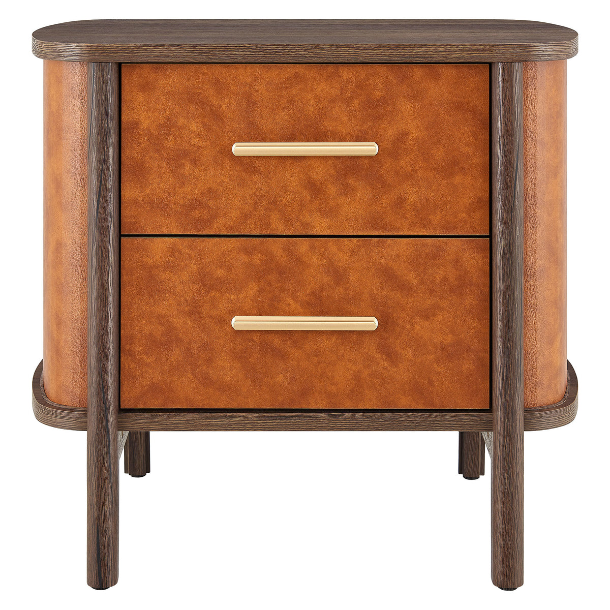 Coralie 2-Drawer Curved Vegan Leather Nightstand by Modway