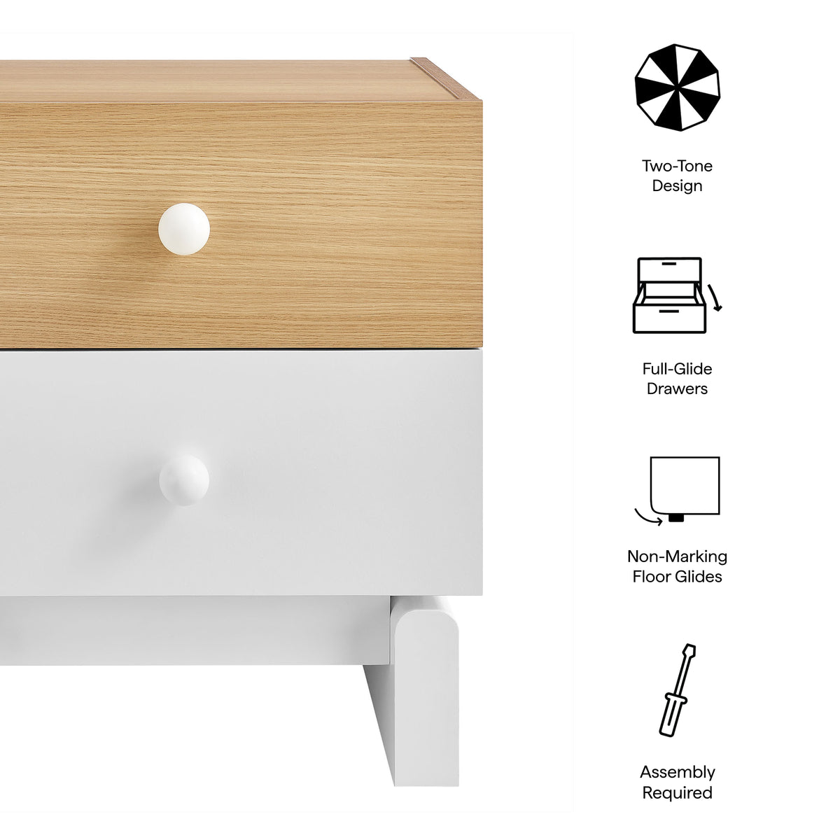 Nolia 2-Drawer Color Block Nightstand by Modway