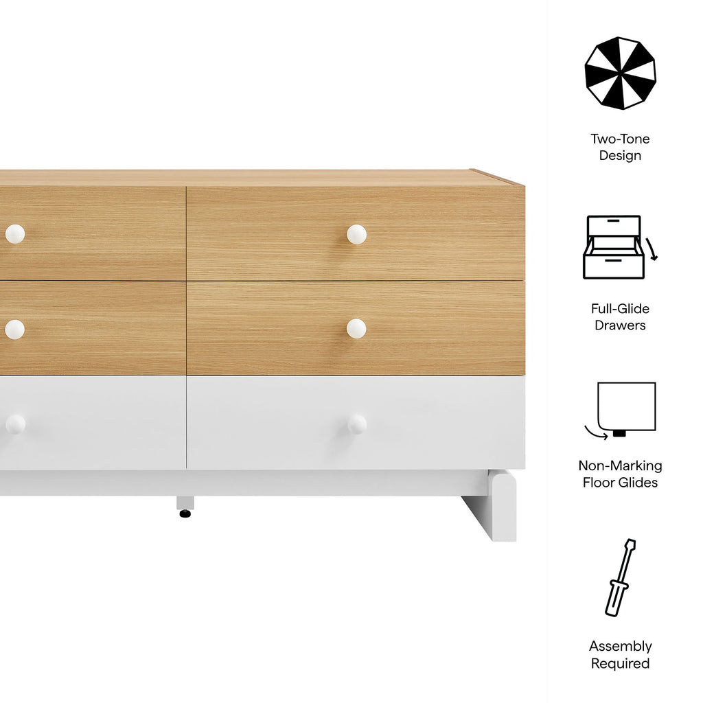 Nolia 6-Drawer Color Block Dresser by Modway