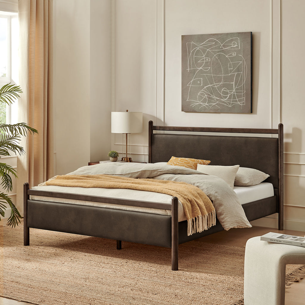 Ginny Queen Size Vegan Leather Platform Bed Frame by Modway